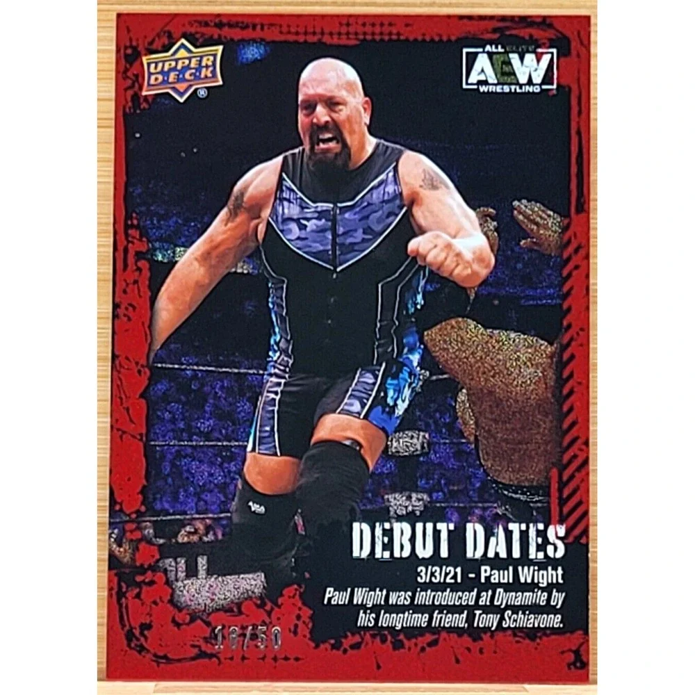 2022 UPPER DECK AEW PAUL WIGHT  DEBUT DATES RED ‎ #D/50